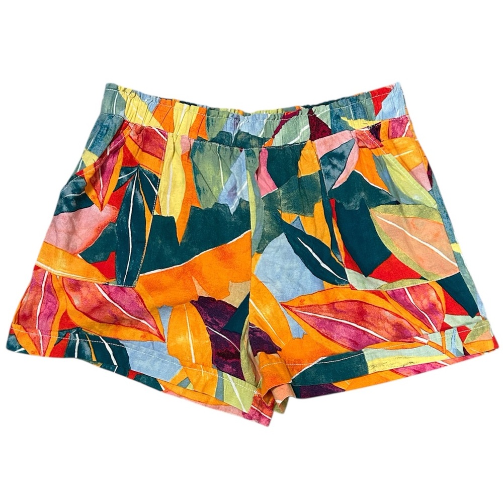 Time and Tru Colorful Leaf Print Women's Shorts